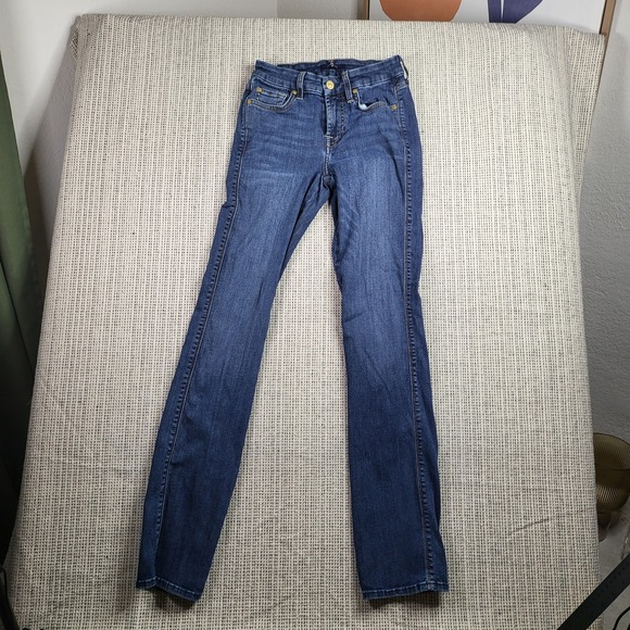 7 For All Mankind Jeans Womens 25 Straight Leg Stretch Denim Classic Pockets - Picture 6 of 13